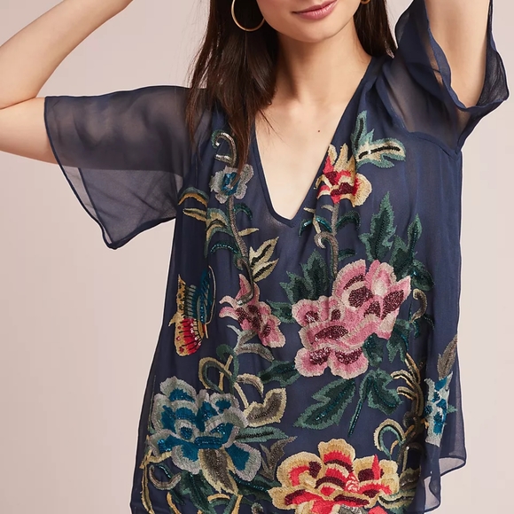 Ranna Gill Anthropologie Ikebana Blouse, Sz M - Picture 8 of 11